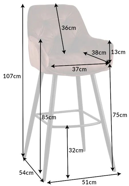 Dizajnová barová stolička Garold hnedý zamat
