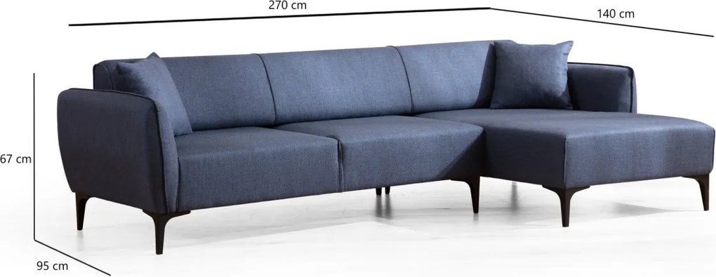 Rohová sedacia súprava Belissimo 270 cm modrá pravá