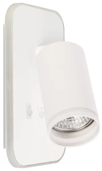 LED nástenné bodové svietidlo PIPE 1xGU10/10W/230V + LED/6W biela