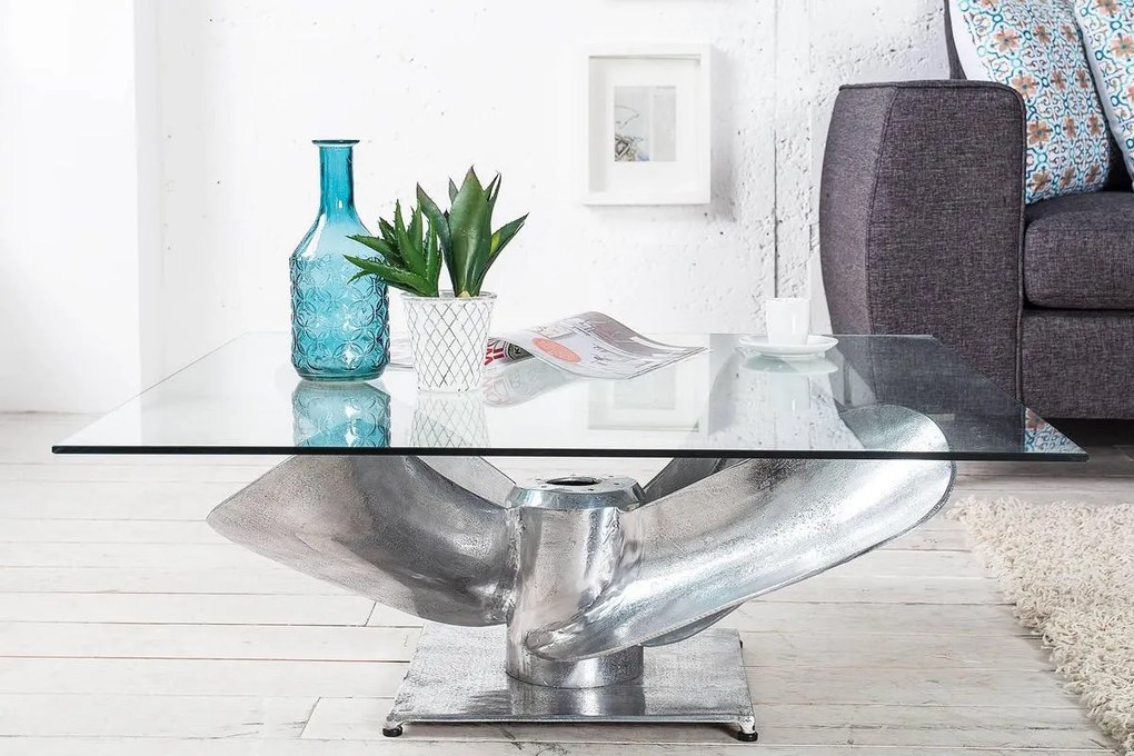 Konferenčný stolík Propeller, 85 cm, strieborný - Skladom na Sk