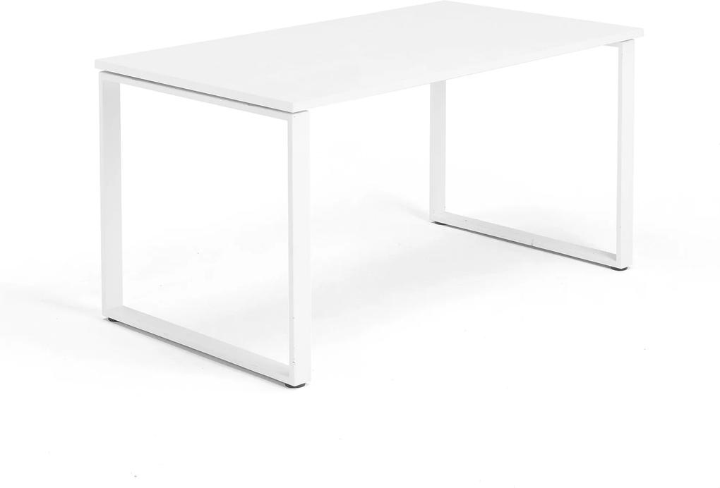Kancelársky pracovný stôl Modulus, O-rám, 1400x800 mm, biela/biela