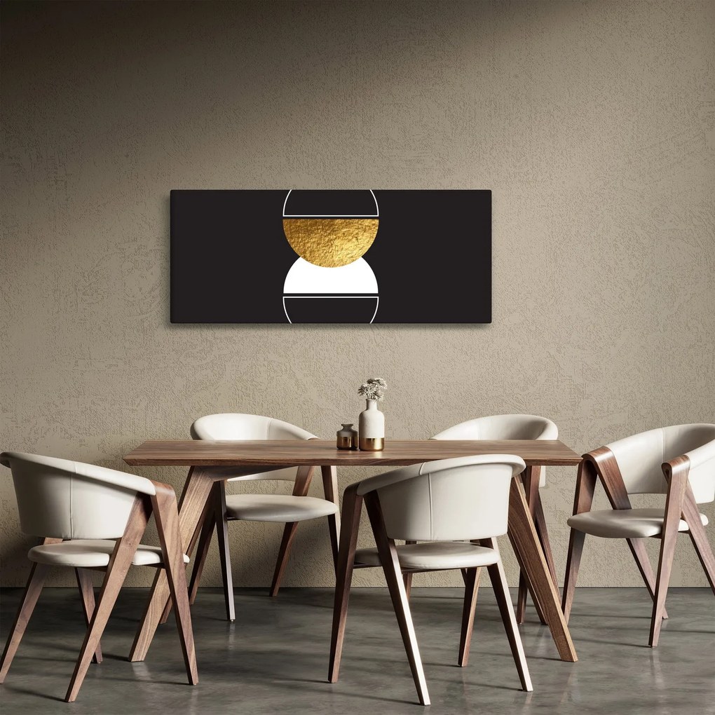 Obraz - Abstrakcia zlatá a čierna N⁰2 (120x50 cm)