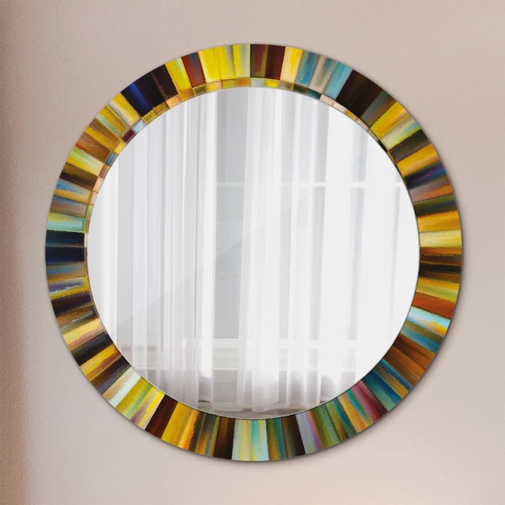 Okrúhle ozdobné zrkadlo na stenu Abstraktný radiálny vzor fi 70 cm