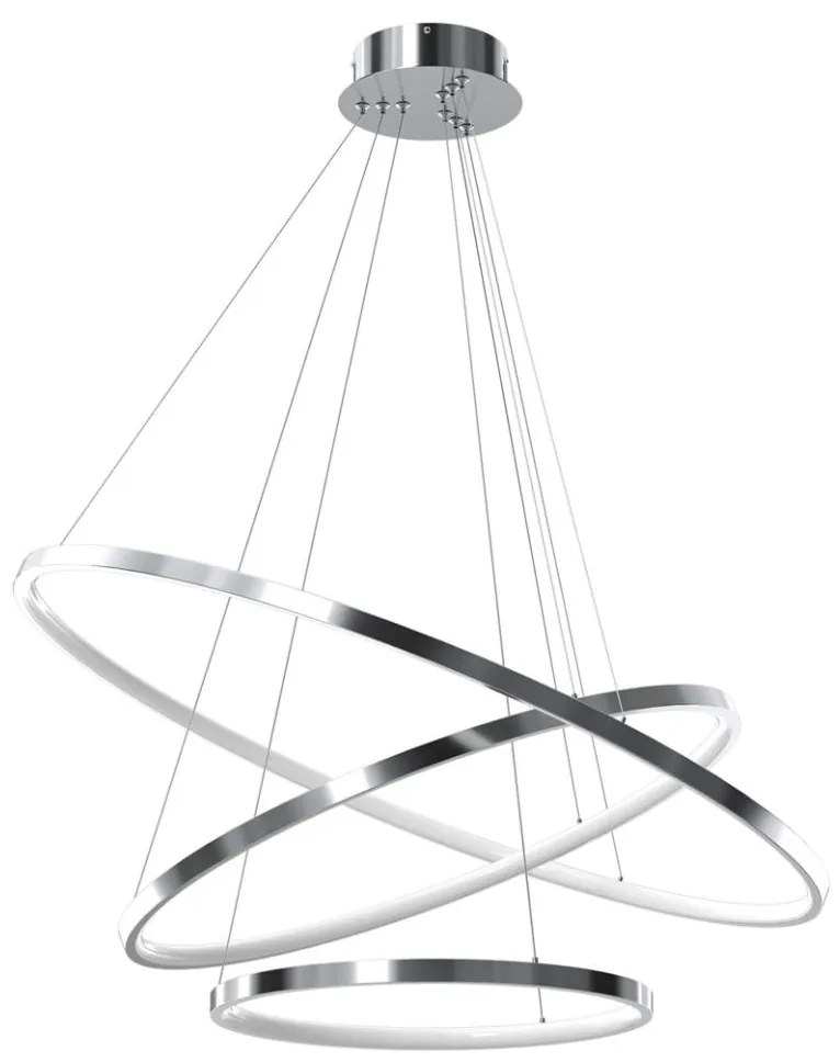 LED Luster na lanku ROTONDA LED/93W/230V lesklý chróm