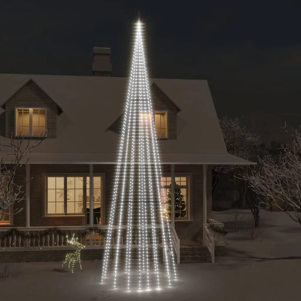 Vianočný stromček na stožiari 1134 studených bielych LED 800 cm 343531
