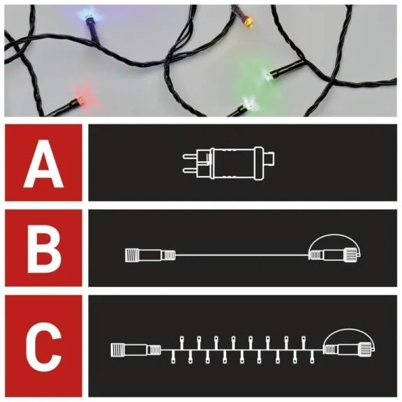 LED Vianočná vonkajšia reťaz 100xLED/15m IP44 multicolor
