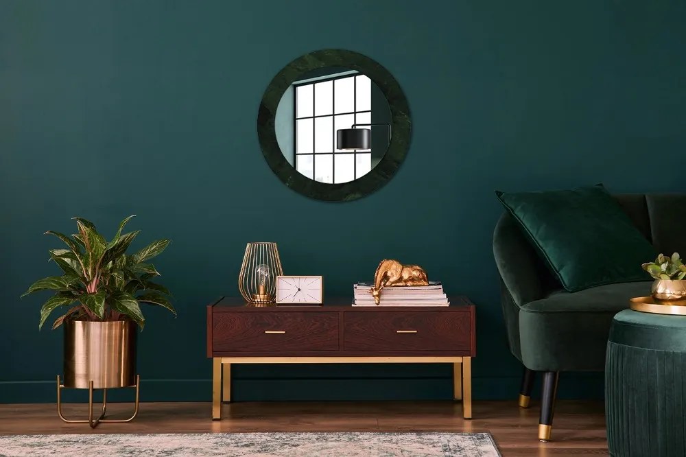 Okrúhle ozdobné zrkadlo Zelený mramor fi 60 cm