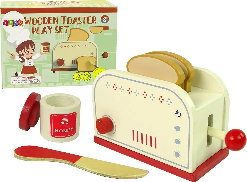 LEAN Toys Drevené hriankovače Príslušenstvo na raňajky Kuchyňa Deti