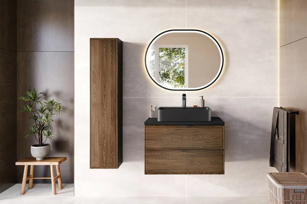 Umývadlová skrinka Talia Casella 80 cm čierna mat/dub casella