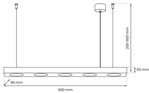 Luster na lanku ALEXANDER 5xGX53/12W/230V čierna