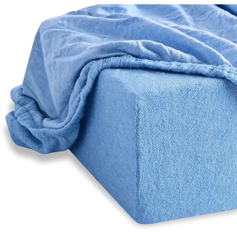 Plachta posteľná modrá froté EMI, Plachta 90 (100)x200