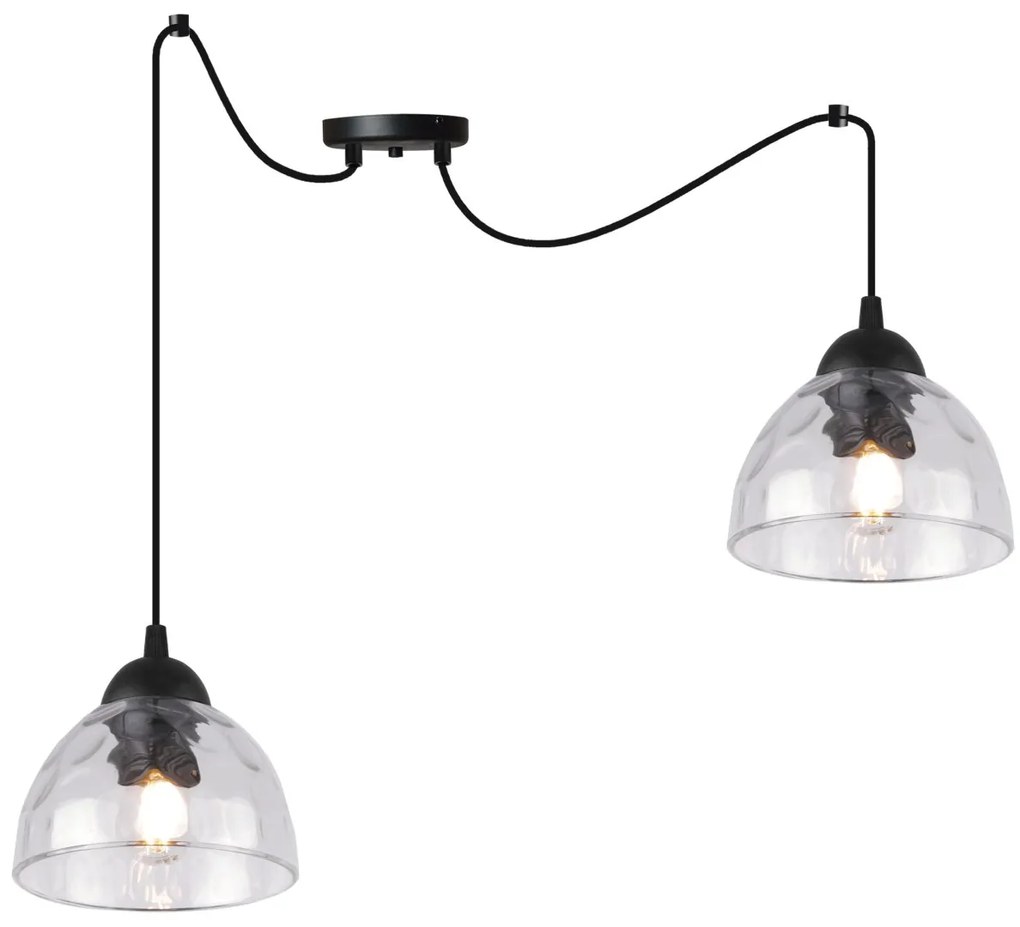 Závesné svietidlo Venice Spider, 2x číre sklenené tienidlo