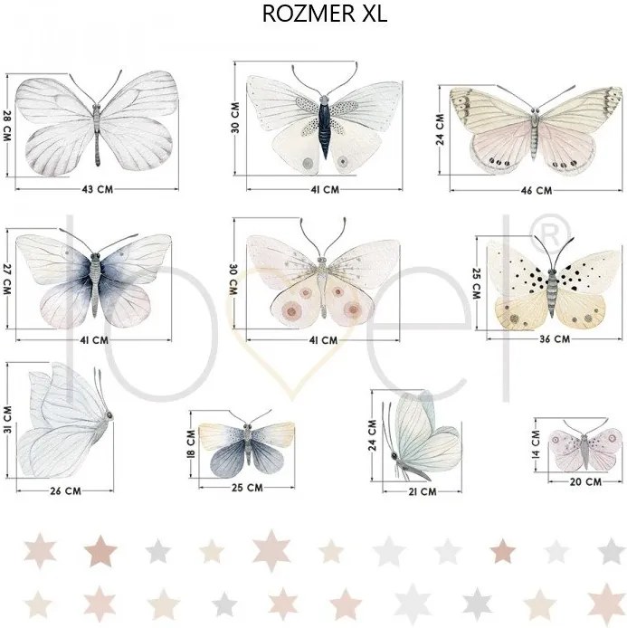 lovel.sk Nálepka na stenu Animals - motýle a hviezdičky DK409