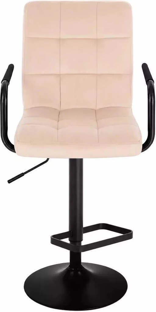 LuxuryForm DESIGN Barová stolička VERONA BLACK VELUR na čiernom tanieri - krémová