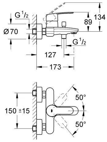 GROHE 33591002 - Vaňová batéria EUROSTYLE COSMOPOLITAN lesklý chróm
