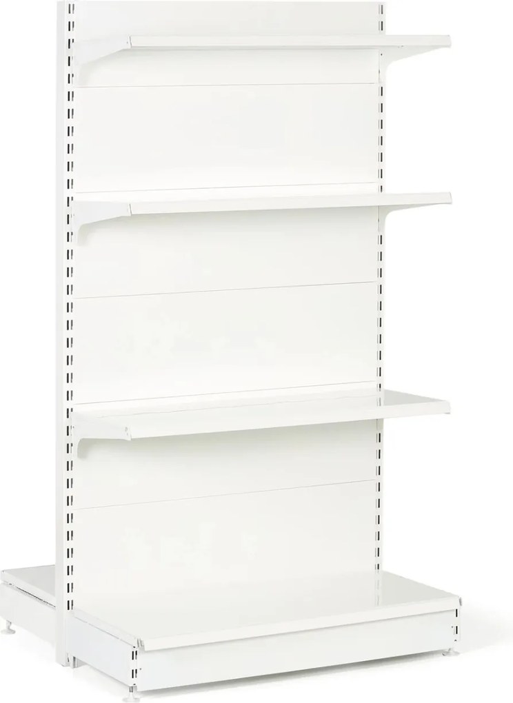 Predajný regál obojstranný, plné steny, 2200 x 1000 x 900 mm, základná, biela