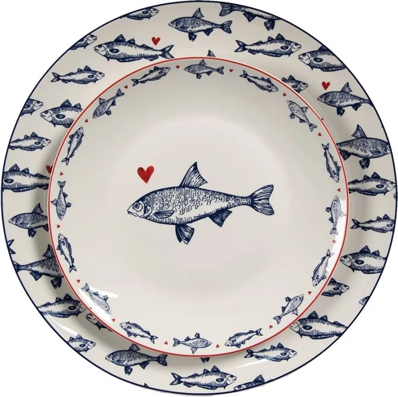 Porcelánový dezertný tanier s rybkami Sun Sea And Fish - Ø 20*2cm