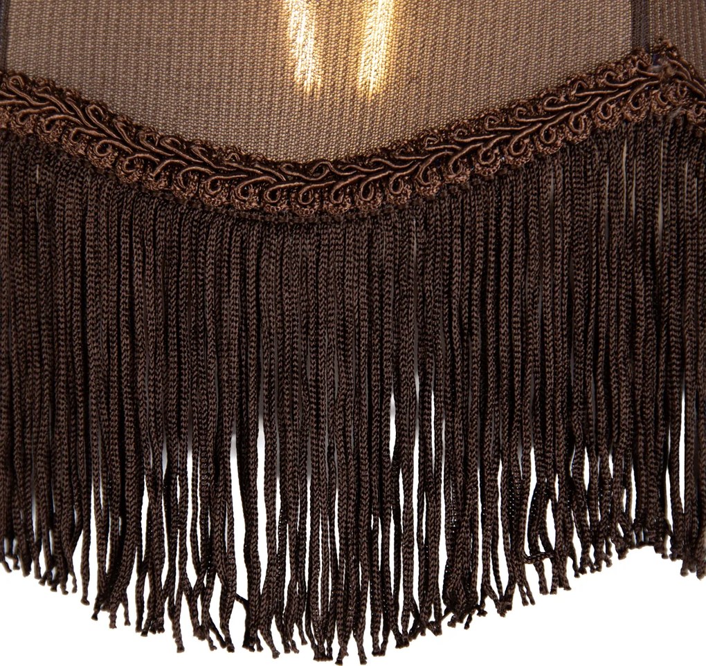 Závesná lampa čierna s hnedým tienidlom a bielym interiérom 31,5 cm 3-svetlá - Cava