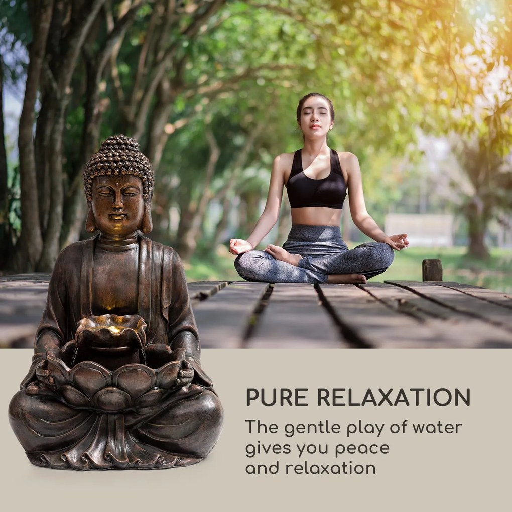 Blumfeldt Dharma, solárna fontána, LED, 48 × 71 × 41 cm (Š × V × H), polyresin