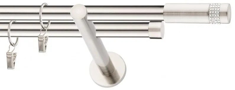 Dekorstudio Niklová dvojradová garniža DIOS 19mm Dĺžka: 120cm, Typ uchytenia: Držiak dvojitý modern, Typ príslušenstva: Krúžky tiché so štipcami