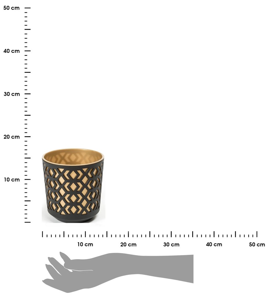 PLASTOVÝ KVETINÁČ ETNIC 15X14 CM ZLATÁ