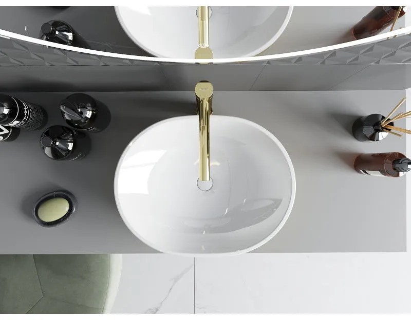 Mexen Viki, umývadlo na dosku 48x35x14 cm, biela-zlatá, 21054806