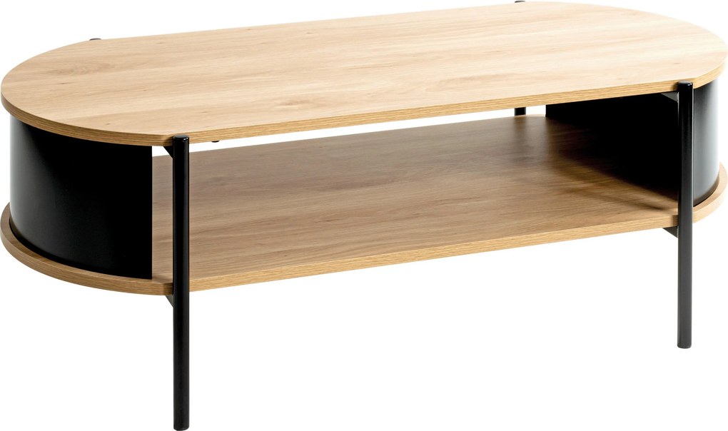 XXXLutz KONFERENČNÝ STOLÍK, čierna, farba duba, kov, kompozitné drevo, 100/54/37 cm - Stolíky do obývačky - 001931037138