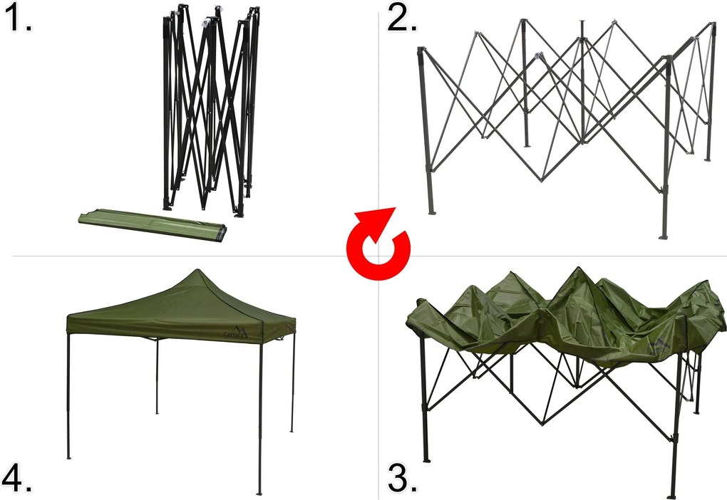 CATTARA Párty stan s nožnicovou konštrukciou 3x3 m, zelený, WATERPROOF