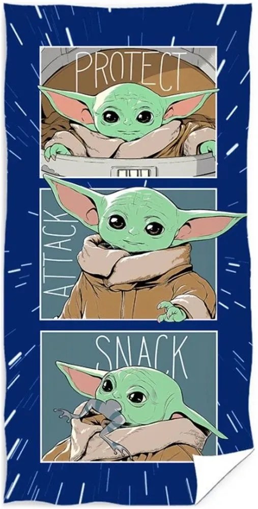 Bavlnená plážová osuška Star Wars - Baby Yoda - motív Snack Time - 100% bavlna - 70 x 140 cm