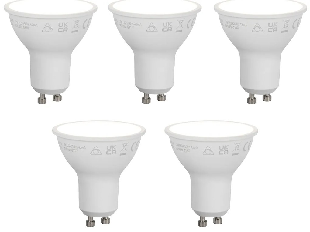 Sada 5 inteligentných stmievateľných LED žiaroviek GU10 50mm Opálová 7W 630 lm 4000K