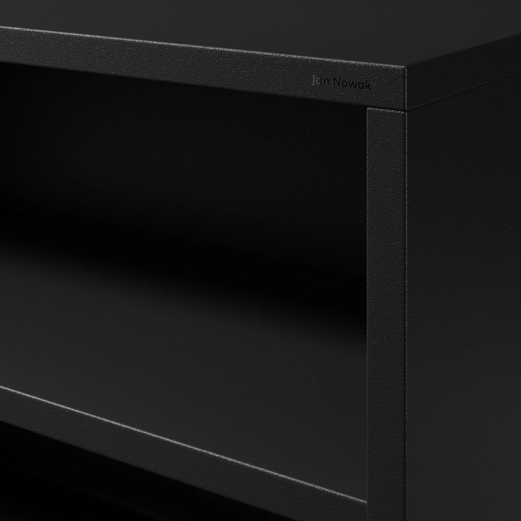 Čierny kovový regál s policami LUCA Modern 1000 x 900 x 350 mm