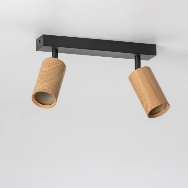 Brilagi - Bodové svietidlo SELE 2xGU10/30W/230V čierna/dekor duba