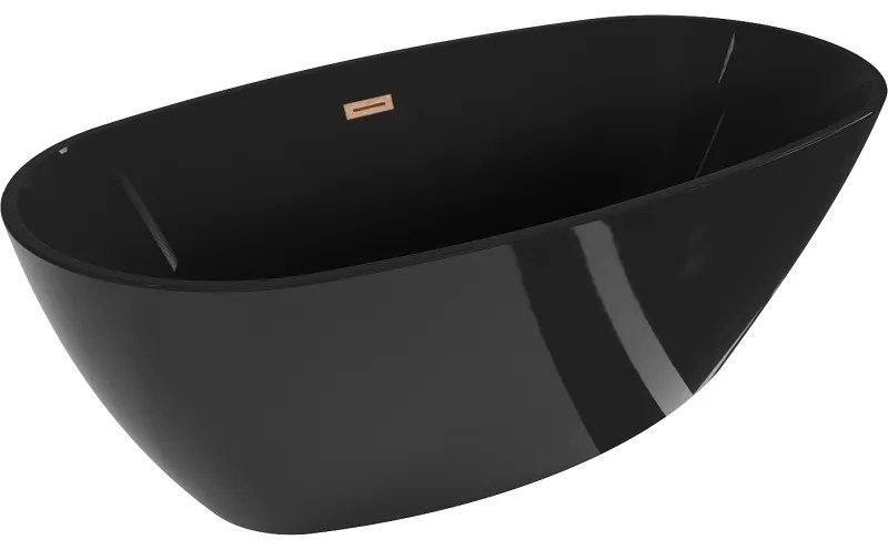 Mexen Eris, voľne stojaca vaňa 170 x 80 cm, čierna,  medený prepad, 53441708070-65