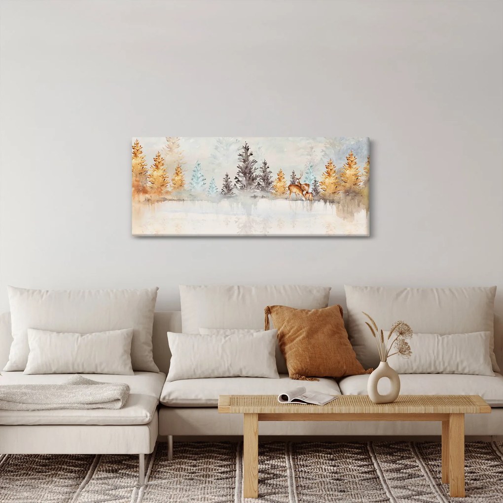 Obraz - Akvarelový les (120x50 cm)