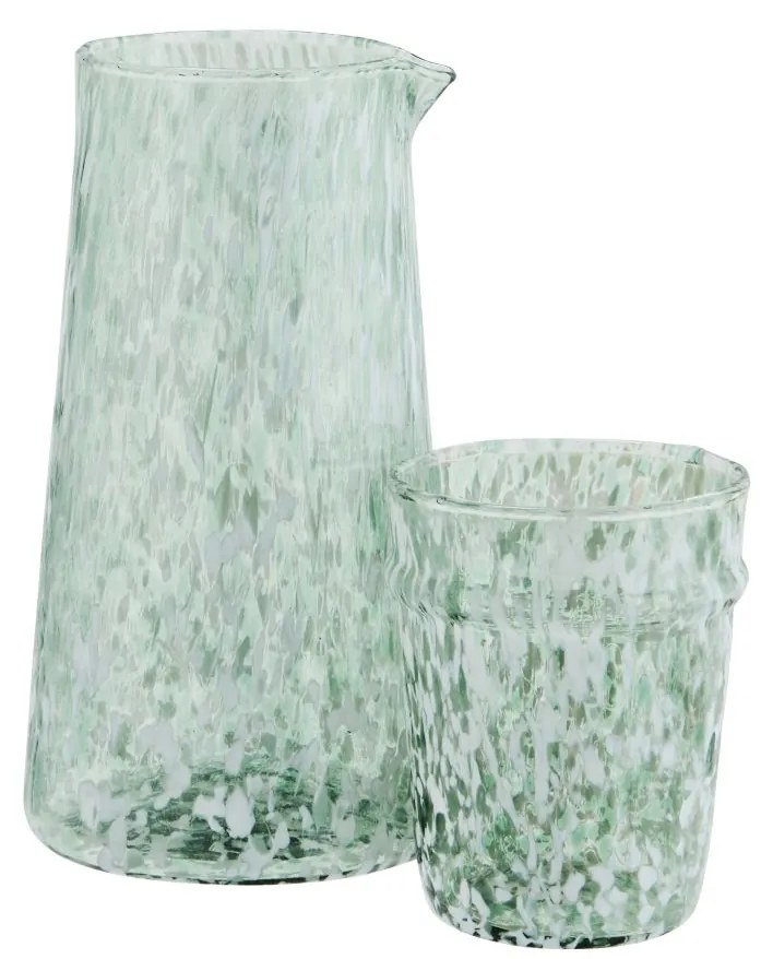 MADAM STOLTZ Pohár na vodu z brokového skla White/Green 200 ml