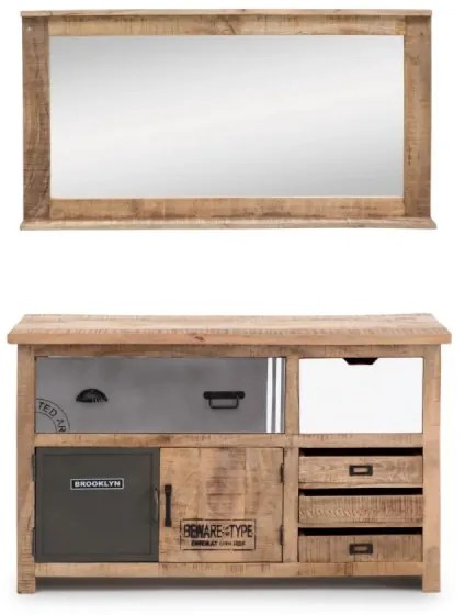furniture-nabytek.cz - Masívne kúpeľňové zrkadlo Pune II z mangového dreva, lakované, prírodná farba – 124×65 cm