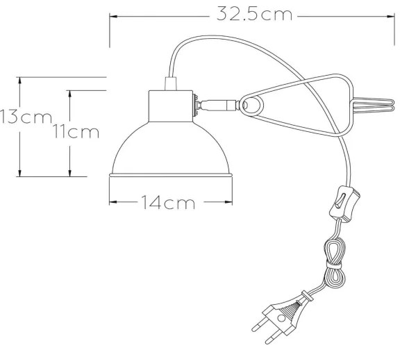 Lucide 45987/01/30 - Lampa s klipom MOYS 1xE27/40W/230V čierna