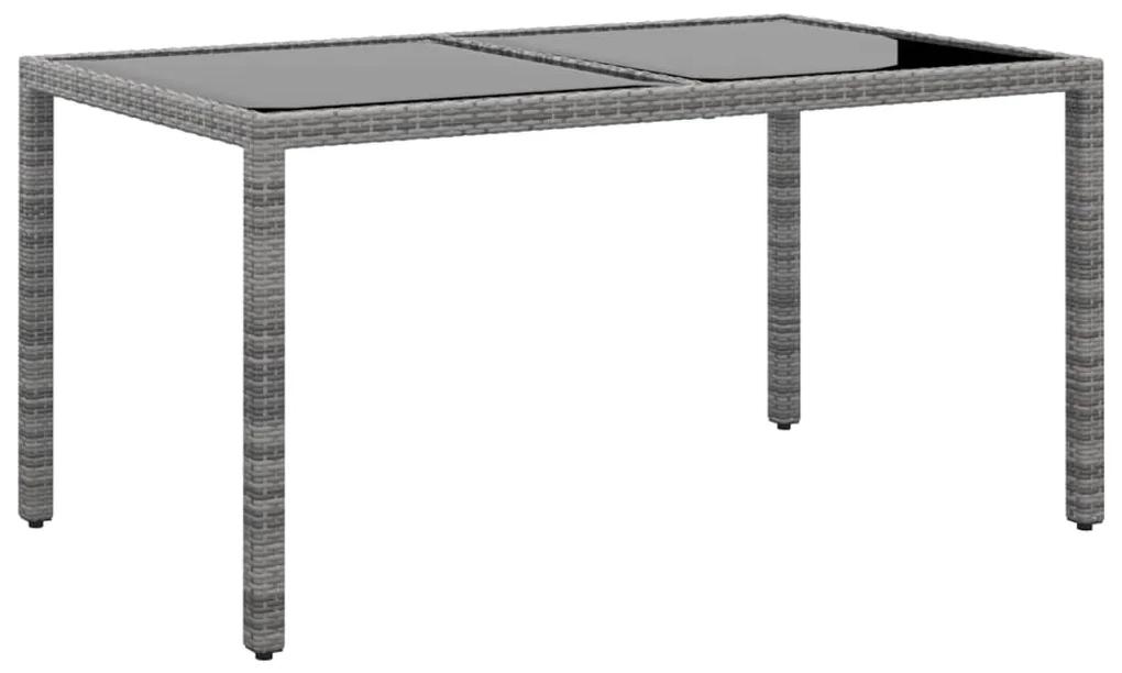 Záhradný stôl 150x90x75 cm tvrdené sklo a polyratan sivý 310575