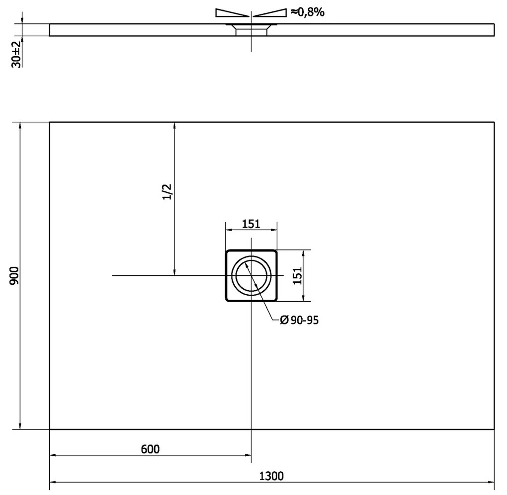 Polysan Polysan, FLEXIA sprchová vanička z liateho mramoru s možnosťou úpravy rozmeru 130x90x3cm, 72896