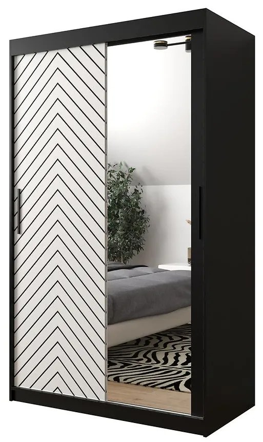 Skriňa Jodełka 2 120 čierna/biely/čierna