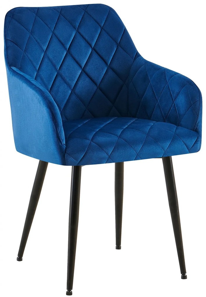 Jedálenská stolička Monett - zamat, B čierny rám - Tmavo modrá