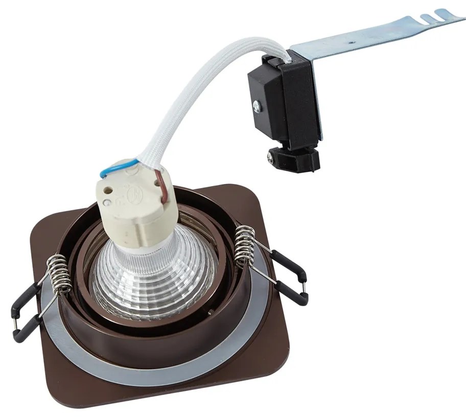 Sada 6 zaoblených zapustených bodových svetiel tmavý bronz GU10 50mm IP44 - Alberto