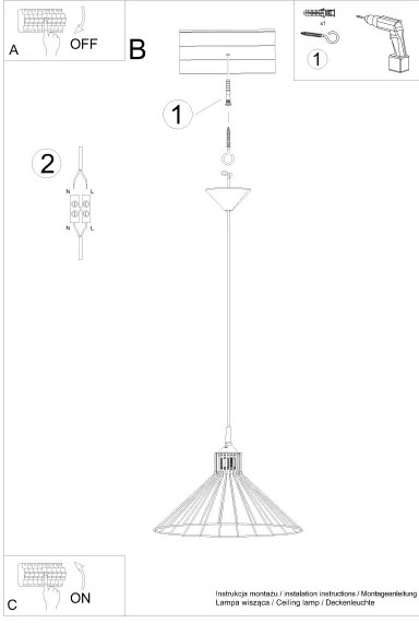 Sollux SL.1186 - Luster na lanku EDA 1xE27/15W/230V čierna