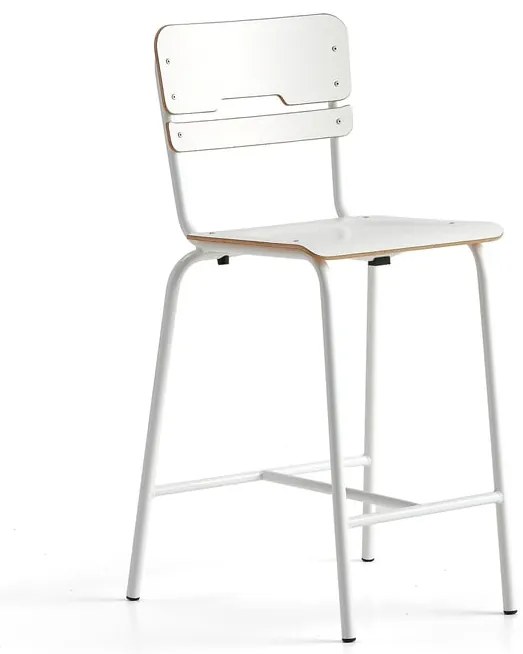 Školská stolička SCIENTIA, široké sedadlo, V 650 mm, biela/biela