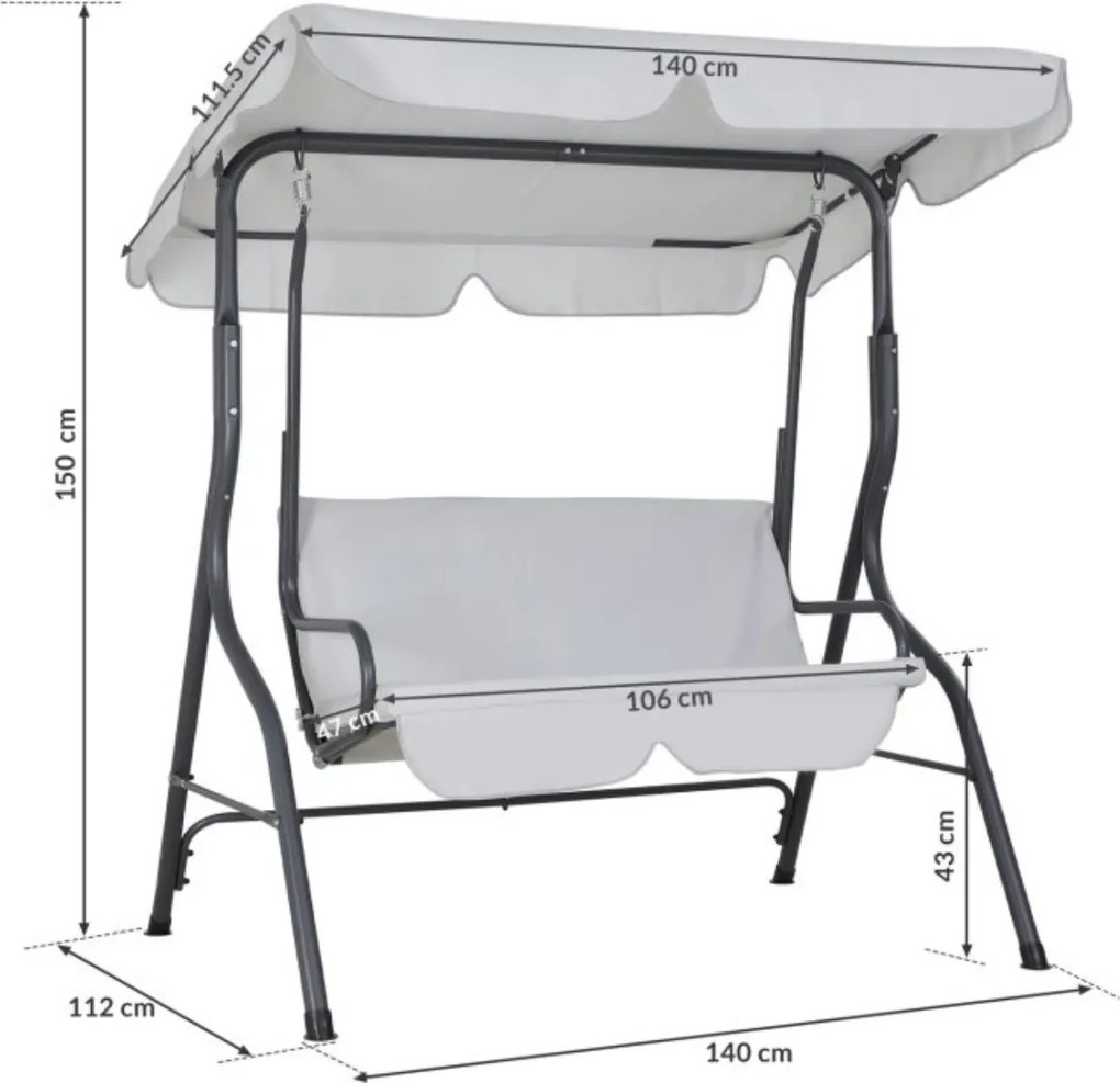 Zahradní houpačka CANOPS světle šedá