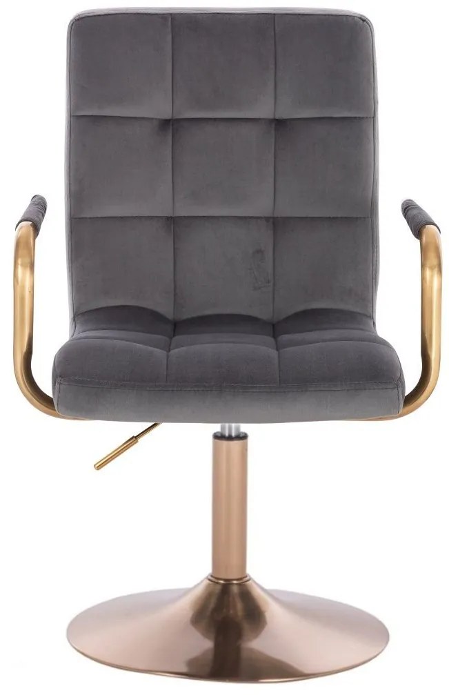 LuxuryForm DESIGN Stolička VERONA GOLD VELUR na zlatom tanieri - tmavo šedá