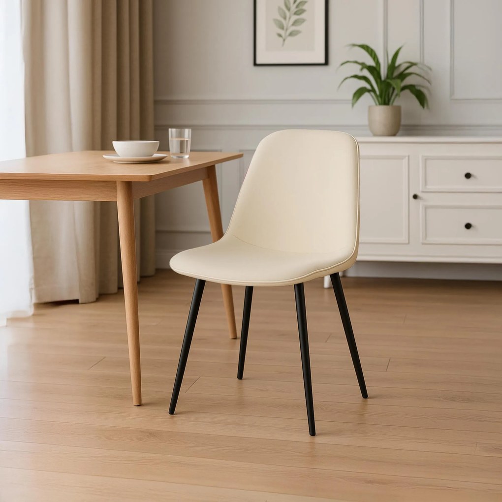 Sada 4 ks jedálenských stoličiek Maryam zamat - krémová