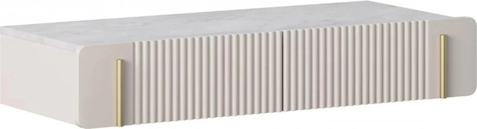 Závesný toaletný stolík Malmi 100 cm - kašmírová / crema bianca / zlatá