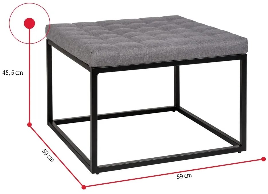 Lavica DOMINIQ XL, 59x45,5x59, čierna/sivá