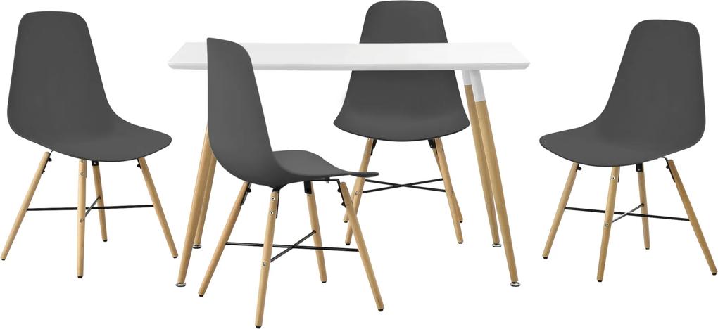 [en.casa]® Dizajnová jedálenská zostava - stôl so 4 stoličkami - sivá